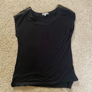 Pleione Black Cap Sleeve Relaxed Blouse